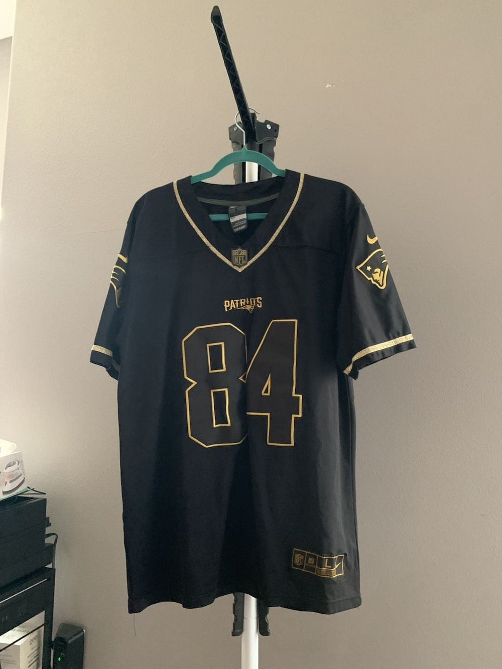 Nike New England Patriots Jersey #84 Black and Gold