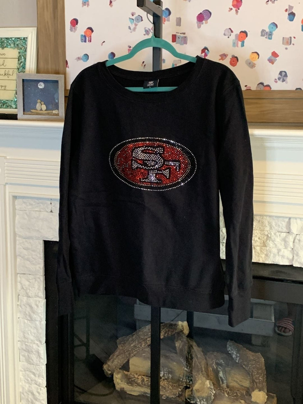 NFL Team Apparel San Francisco 49ers Rhinestone Logo Sweatshirt Black Size L