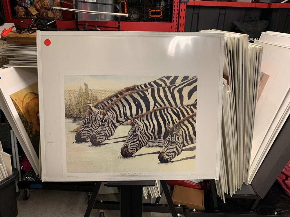 Four Zebras Drinking by Charles L. Berry Art Print