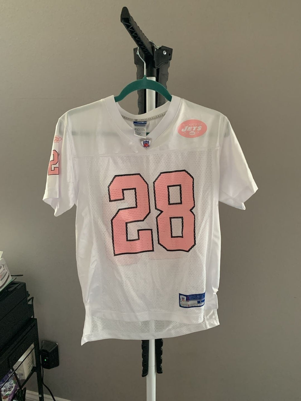 Reebok NFL New York Jets Curtis Martin Pink and White Girls Youth Jersey Size La