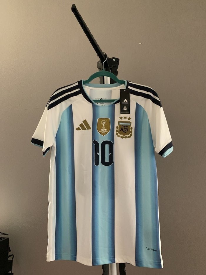 adidas Lionel Messi Argentina 2024 Home Jersey with 3 Stars and World Cup Champi