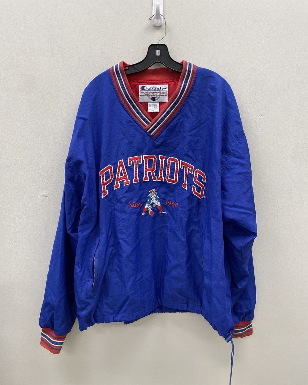 Vintage Champion New England Patriots NFL V-Neck Pullover Windbreaker Jacket XL