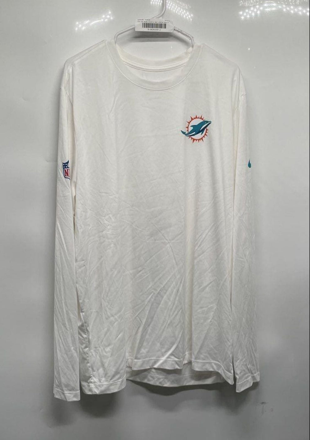 Miami Dolphins Nike XXL Dri-FIT Team Issued White Long Sleeve T-Shirt