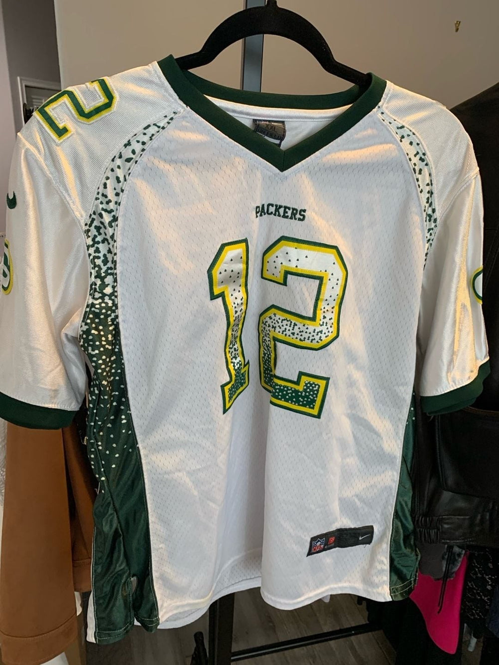 Nike Green Bay Packers Aaron Rodgers #12 White On Field Cheese Pattern Jersey XX
