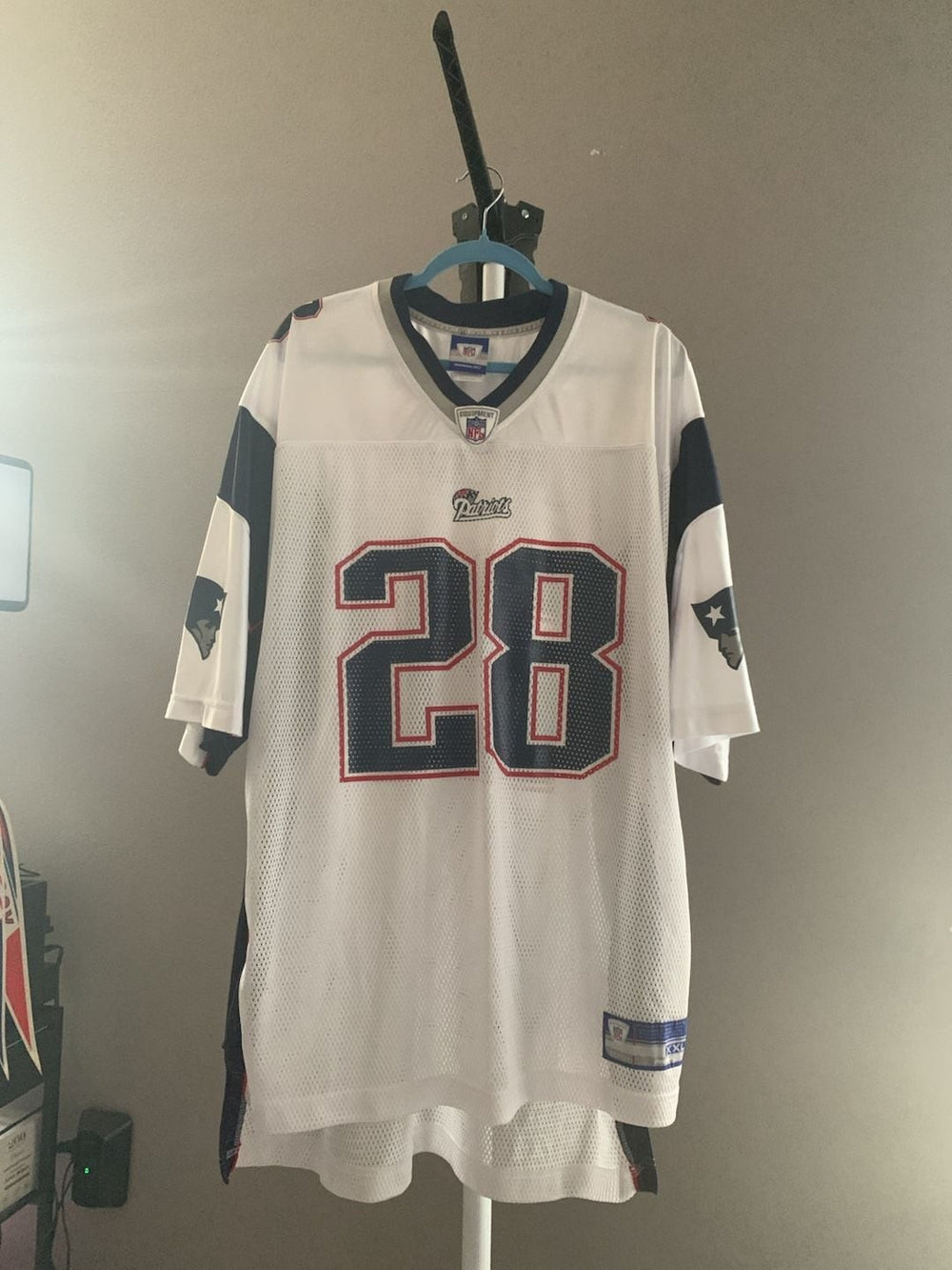 Reebok New England Patriots #28 Corey Dillon Away On-Field Jersey