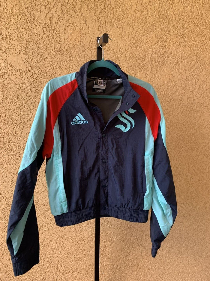 Adidas Seattle Kraken NHL Snap Button Windbreaker Jacket Size S