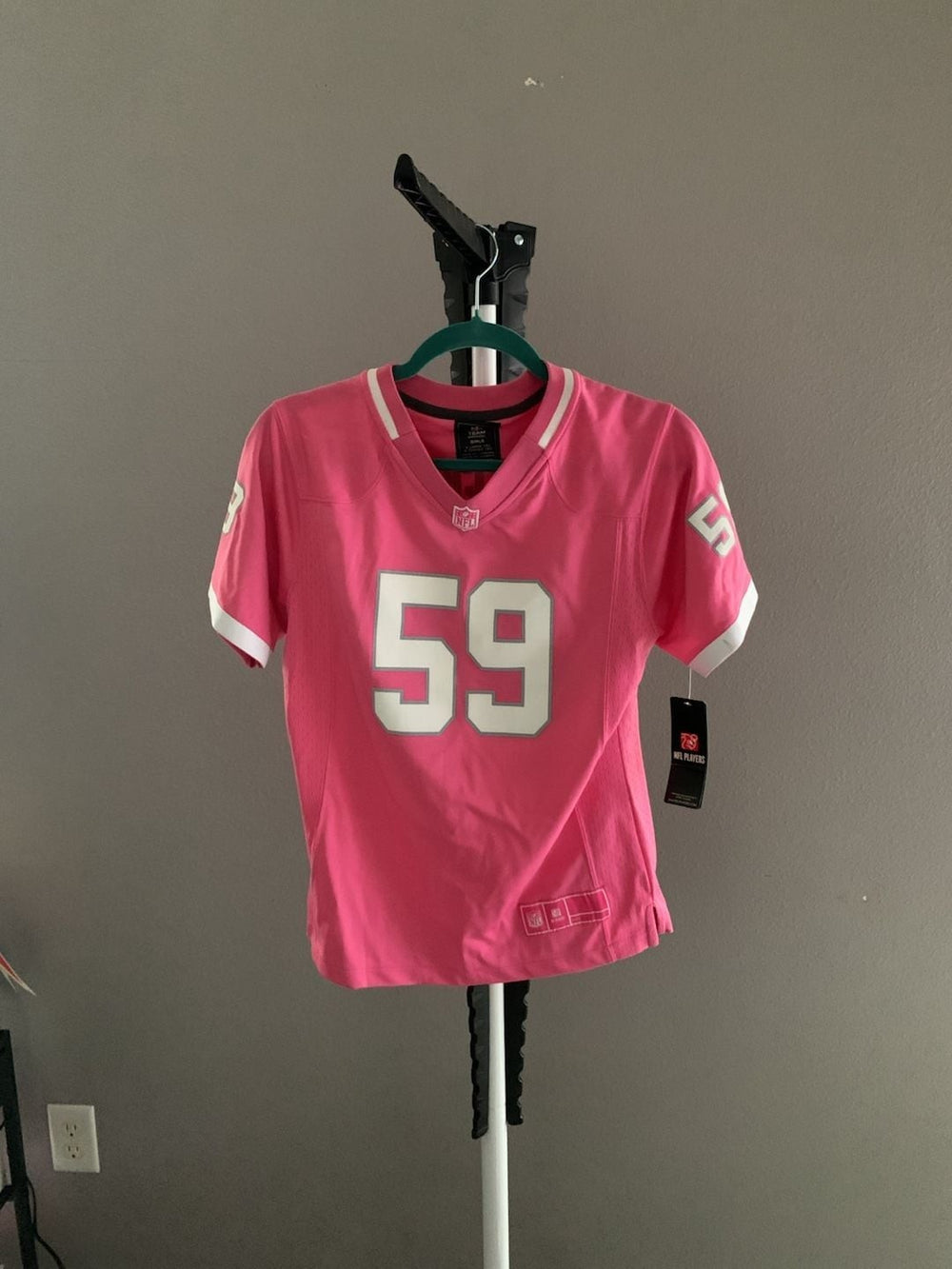 Carolina Panthers Luke Kuechly #59 Youth Girls Pink Jersey, Size XL