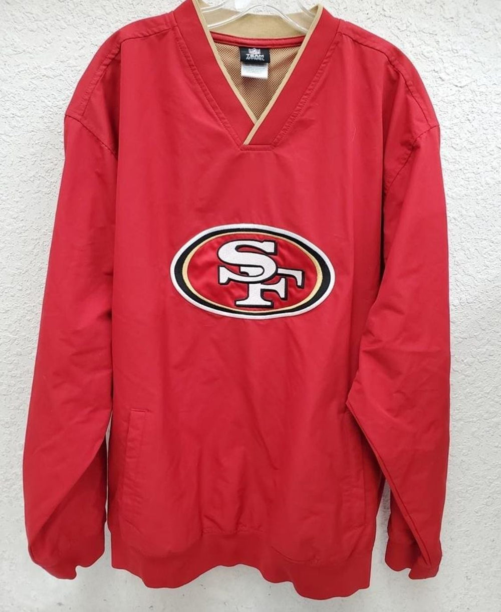 NFL Team Apparel San Francisco 49ers V-Neck Windbreaker Pullover Jacket Size XL