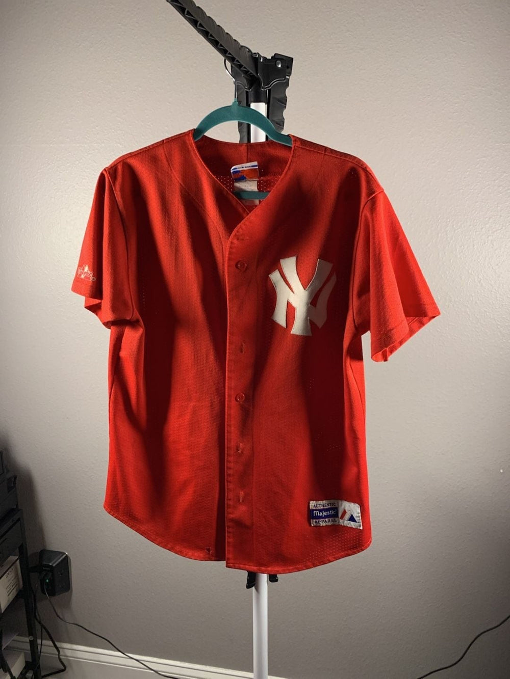 Vintage 90s Majestic New York Yankees Red Baseball Jersey