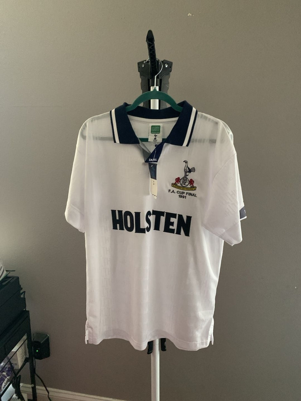 Score Draw Tottenham Hotspur 1991 FA Cup Final Retro Home Football Jersey