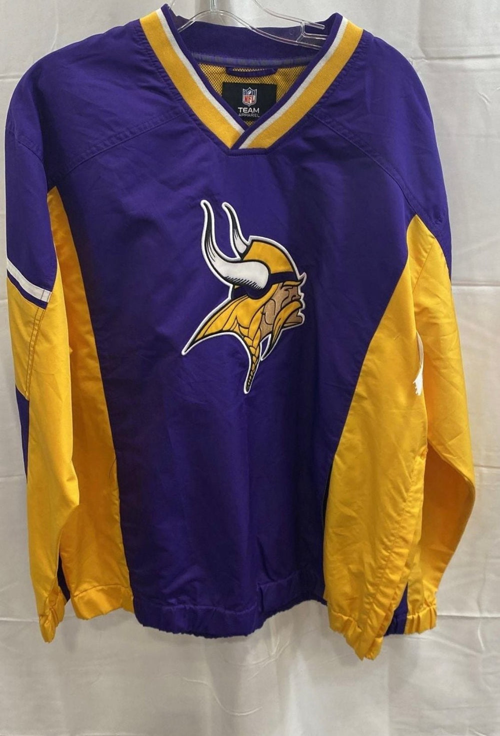 NFL Team Apparel Minnesota Vikings V-Neck Pullover Windbreaker Jacket Size Large