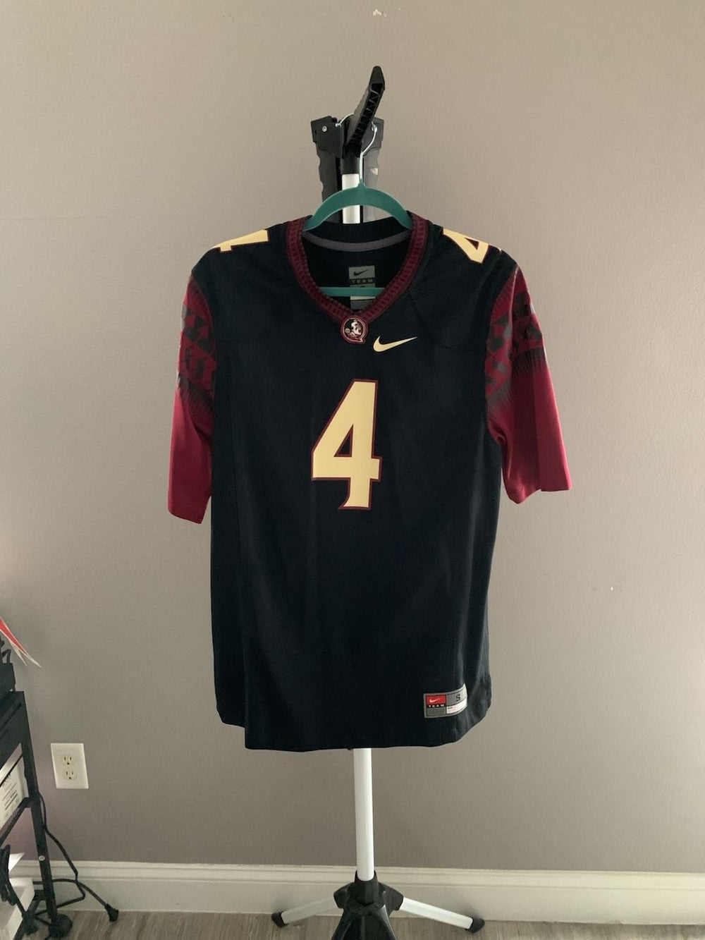Nike Florida State Seminoles #4 Football Jersey Black with Tribal Pattern Sleeve
