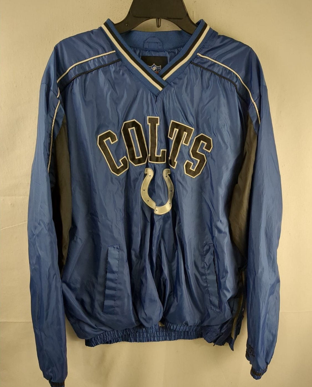 NFL Indianapolis Colts Reebok V-Neck Windbreaker Pullover Jacket Size L