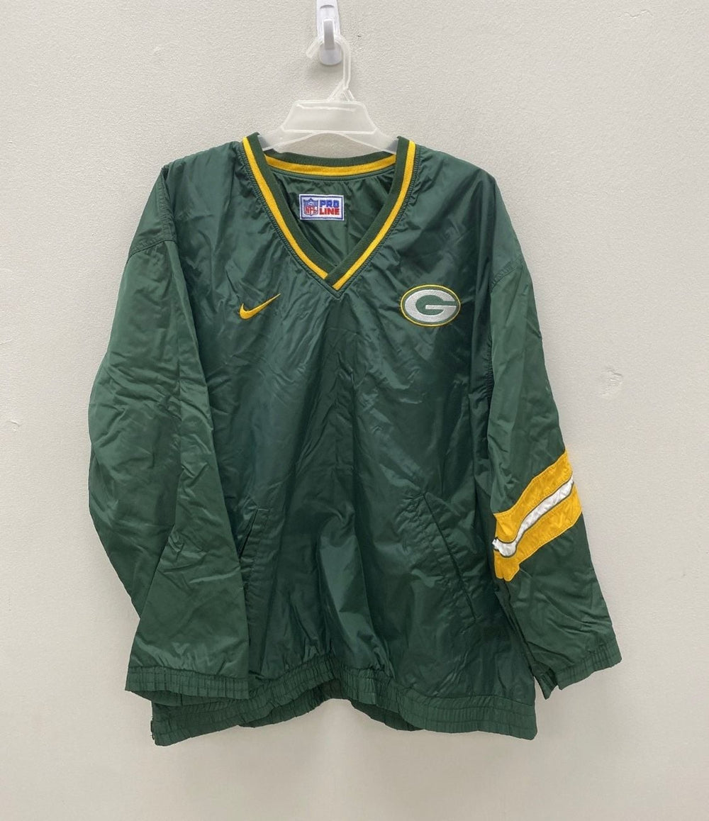 Vintage Nike Green Bay Packers NFL Pro Line V-Neck Windbreaker Pullover Jacket