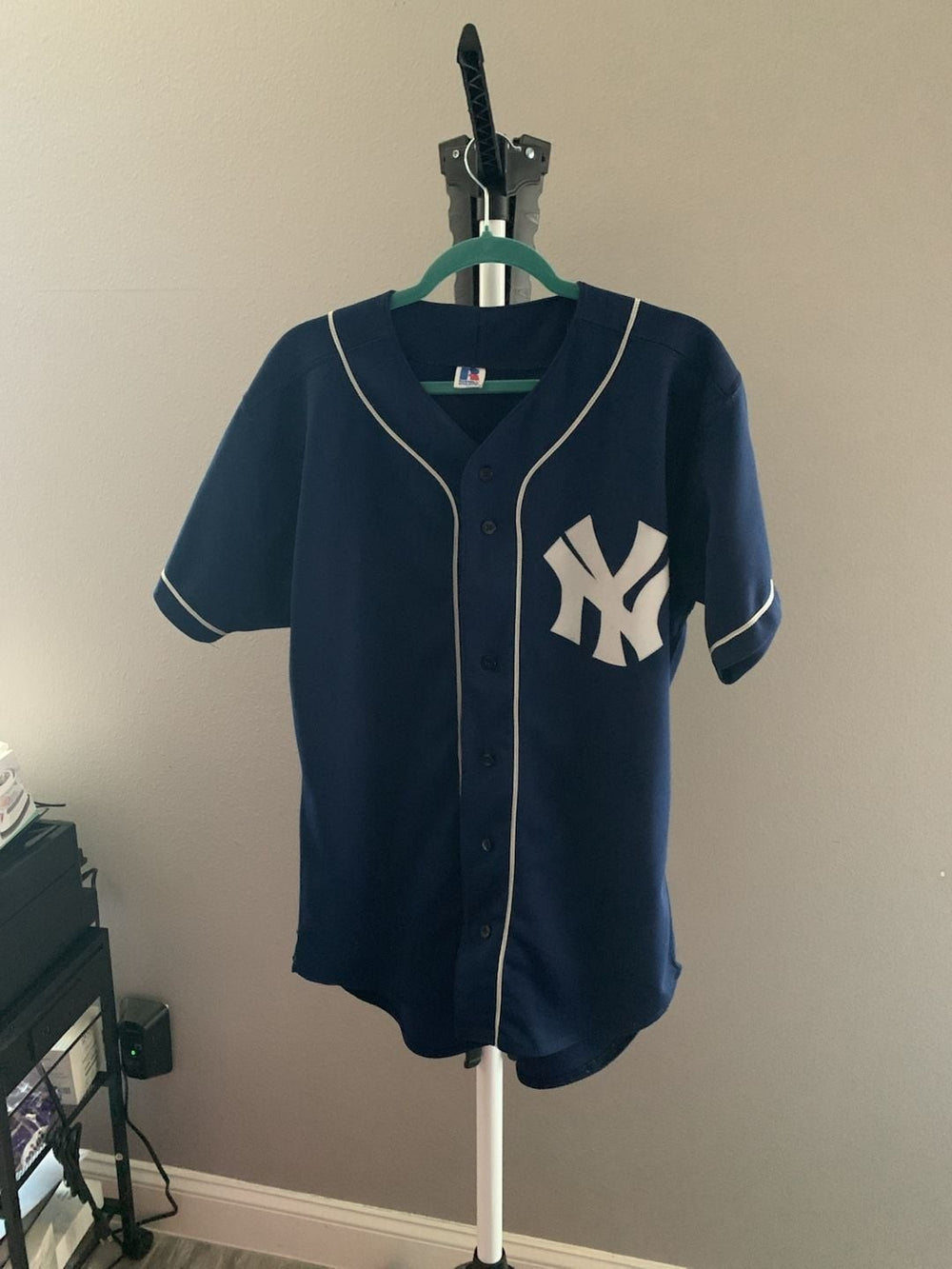 Vintage Roger Clemens New York Yankees Baseball Jersey Russell Athletic Navy Blu