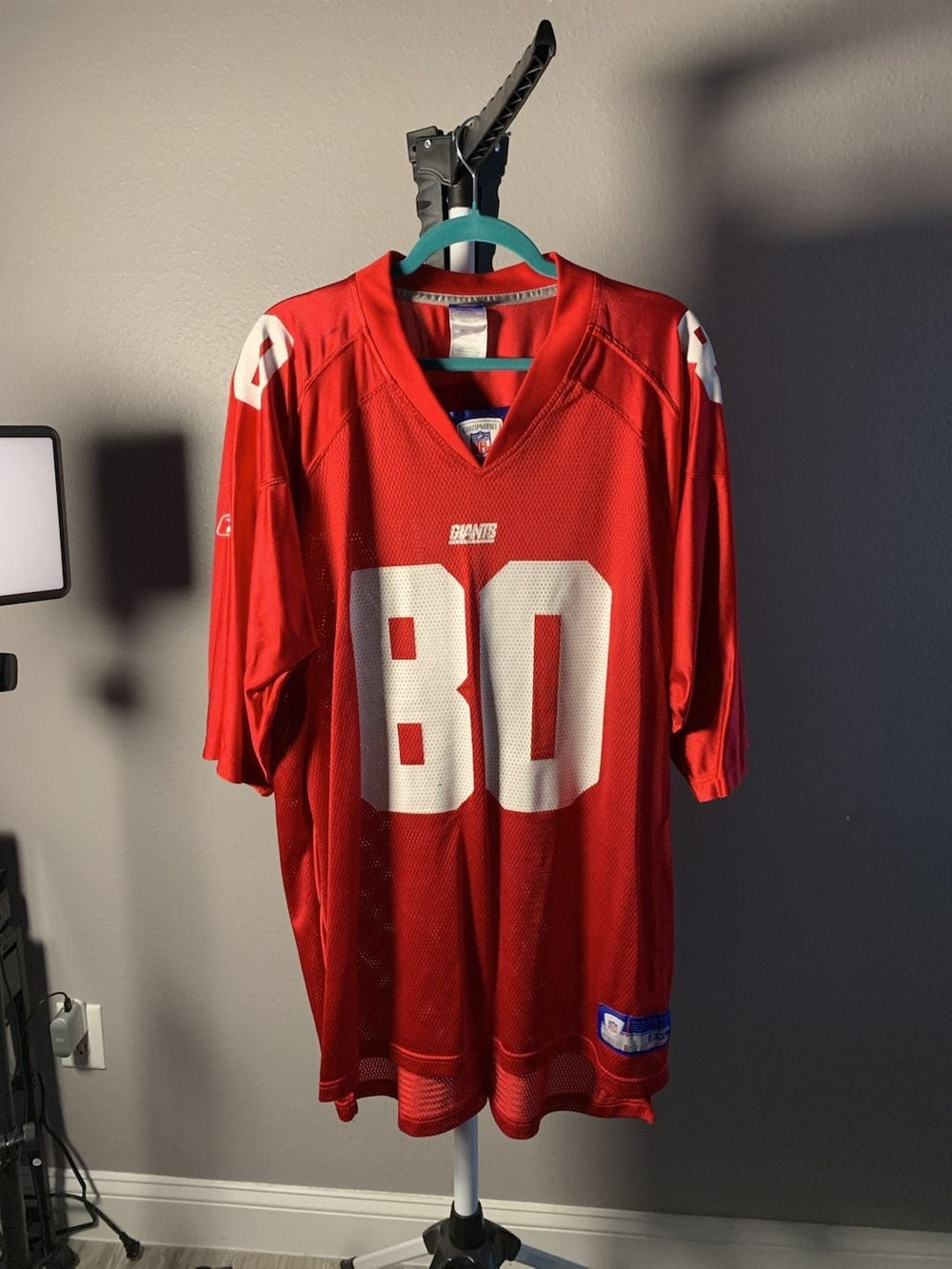 Vintage New York Giants Jeremy Shockey #80 Reebok On-Field Alternate Red Jersey